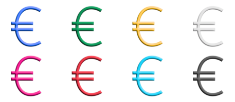 EUR Europese euro icoon set, kleurrijk symbolen grafisch elementen png