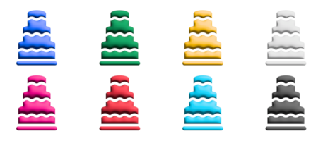 conjunto de iconos de pastel de bodas, elementos gráficos de símbolos coloridos png