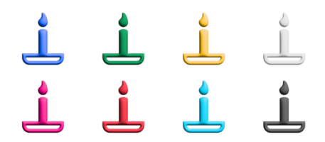 Candle icon set, colorful symbols graphic elements png