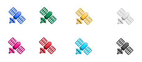 conjunto de ícones de satélite, elementos gráficos de símbolos coloridos png