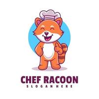 diseño de logotipo de dibujos animados de chef mapache vector