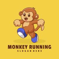 Monkey Running Cartoon Logo vector