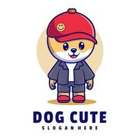 Cute Dog With Hat Logo Template vector