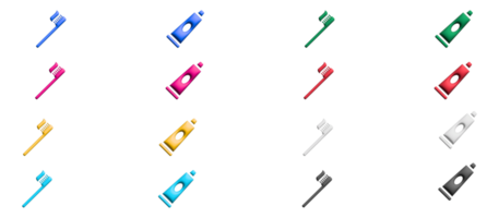 conjunto de iconos de cepillo de pasta de dientes, elementos gráficos de símbolos coloridos png