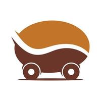 Coffee Bean Delivery Logo Design. Coffee Bean Vehicle Logo Template. vector