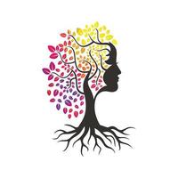 Woman Tree Vector Template Design. Woman Face Leaf Vector Design.