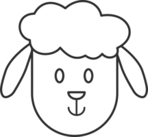 línea de cara de oveja, dibujos animados de animales, para colorear. png