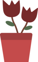 Red flowers in pots, valentine's day png