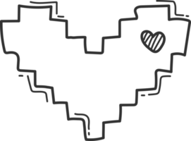 heart icon, doodle black line. png