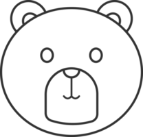 bear face line, animal cartoon , for coloring. png