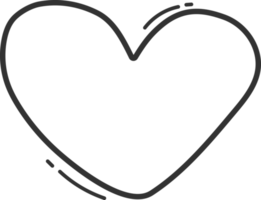 heart icon, doodle black line. png