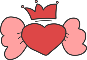 red heart with wings, heart icon. png