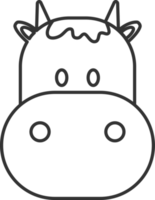 cow face line, animal cartoon , for coloring. png