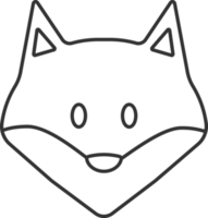 fox face line, animal cartoon , for coloring. png