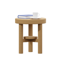 Small Round coffee table. book. coffee cup. 3D rendering