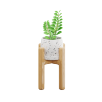 3D zamioculcas zamiifolia  in terrazzo pot. houseplants. 3D rendering png