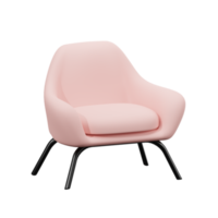 cadeira de braço rosa 3d. sofá macio rosa. renderização 3D png