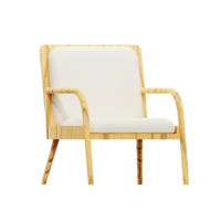 Sillón de madera 3d. sofá suave. sofá. silla. muebles para el hogar. representación 3d png