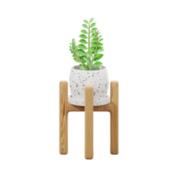 3D zamioculcas zamiifolia  in terrazzo pot. houseplants. 3D rendering png