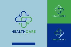 conjunto de plantillas de diseño de vectores de logotipos de atención médica con diferentes estilos de color