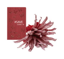 Chrysanthemum artificial dried flowers with paper save covid 19 with cut out isolated on background transparent png