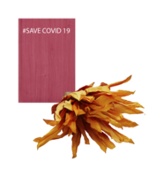Chrysanthemum artificial dried flowers with paper save covid 19 with cut out isolated on background transparent png