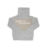 Long sleeve hoodie with a badge save covid-19 isolated with cut out isolated on background transparent png