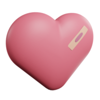 Coeur brisé 3d sur la saint valentin avec illustration de bandage png