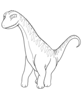 argentinosaurus dans un doodle pour les livres de coloriage pour enfants les dinosaures sont présentés comme des personnages de dessins animés png