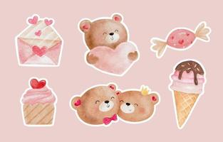 Cute Watercolor Valentine's Day Sticker vector