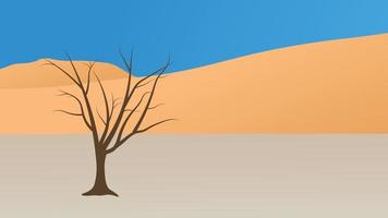 Desert landscape with a tree vector