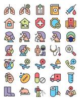 Filled color outline icons for corona virus. vector