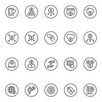 Circle outline icons for Crowd funding. vector