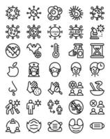 Outline icons for corona virus. vector