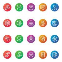 Gradient color outline icons for Crowd funding. vector