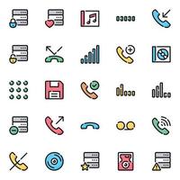 iconos de contorno de color rellenos para dispositivos. vector