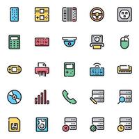 Filled color outline icons for devices. vector