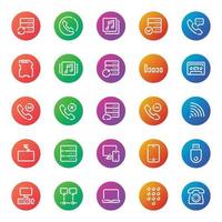 Gradient color outline icons for devices. vector