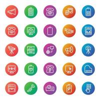 Gradient color outline icons for devices. vector