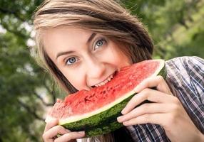 woman and watermelon photo