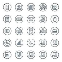 iconos de contorno de círculo para dispositivos. vector