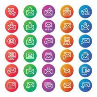 Gradient color outline icons for Email. vector
