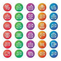 Gradient color outline icons for Email. vector