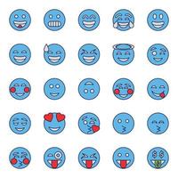 iconos de contorno de color azul para emojis. vector