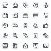 iconos de contorno para el comercio electrónico. vector