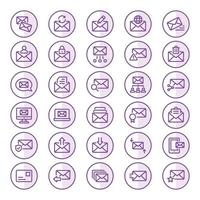 Purple color outline icons for Email. vector