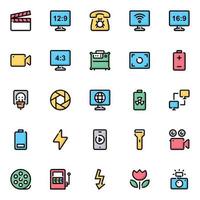 Filled color outline icons for devices. vector