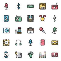 Filled color outline icons for devices. vector