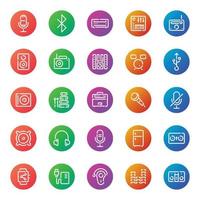 iconos de contorno de color degradado para dispositivos. vector