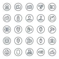 iconos de contorno de círculo para dispositivos. vector